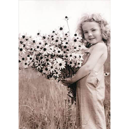 Avanti America Thank You Card - Little Girl with Wildflowers