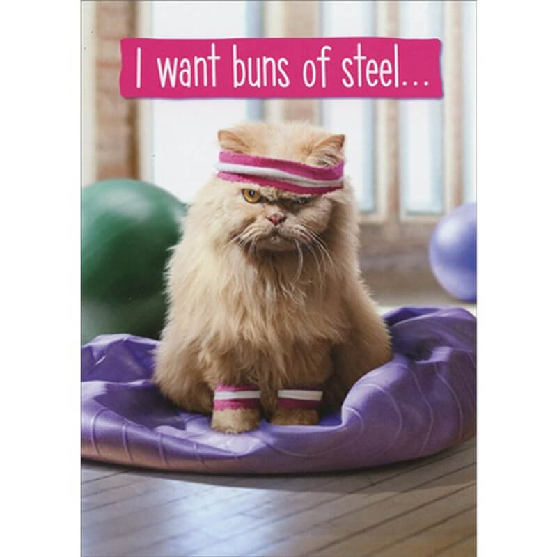 Avanti Just For Fun Card - Cranky Exercise Cat