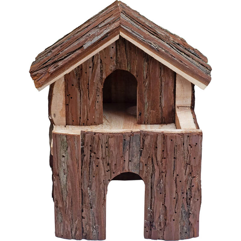 Nibbles Small Animal Deluxe 2 Story Log Cabin Hut