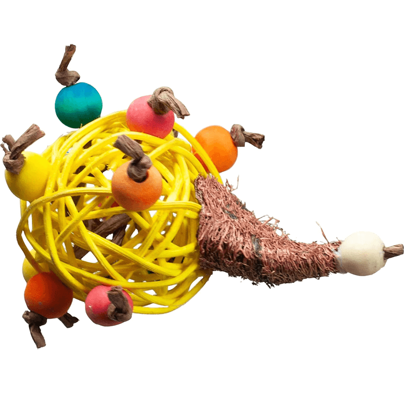 Nibble's Vine Ball Chew with Wood Beads & Rope
