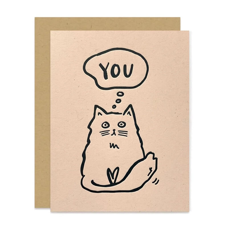 Paper Pony Co. Thinking of You Cat Letterpress Card
