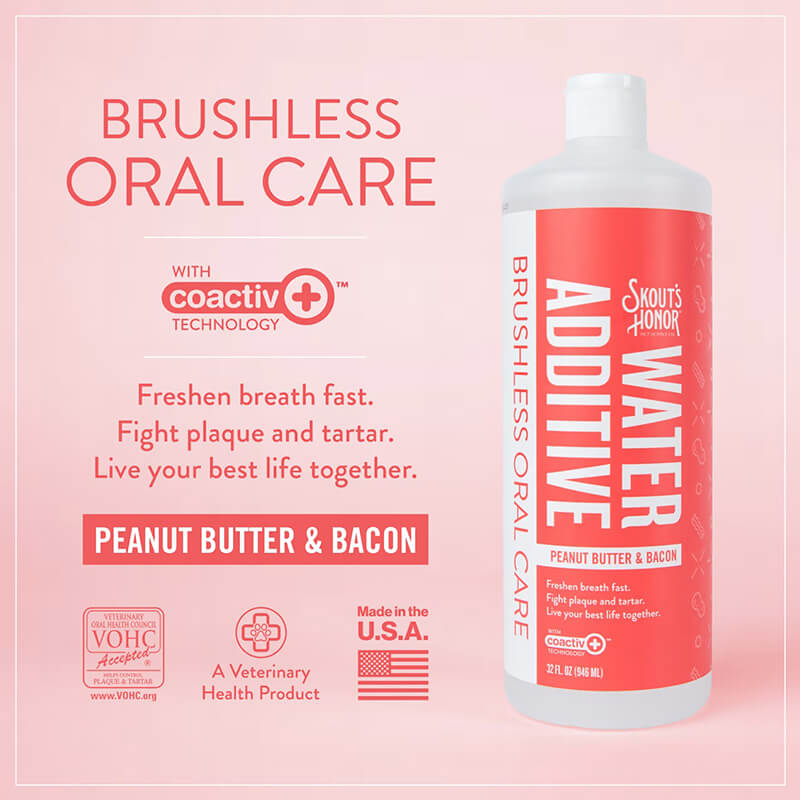 Skout's Honor Brushless Oral Care Water Additive Peanut Butter & Bacon