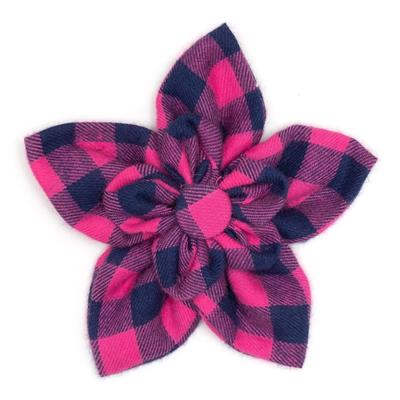 The Worthy Dog Pink/Navy Buffalo Check Flower