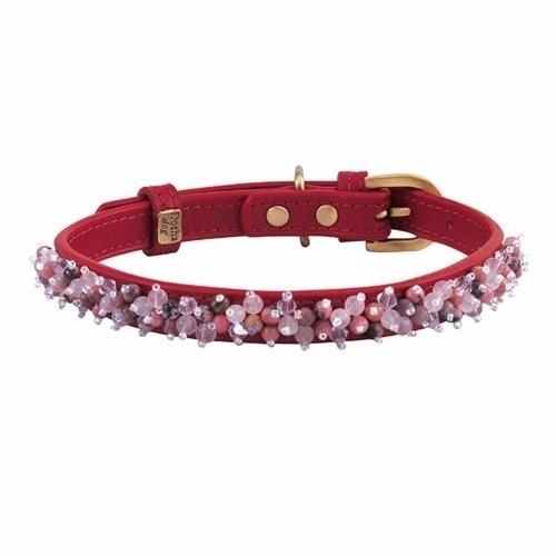 Dosha Dog Mini Beaded Red Dog Collar
