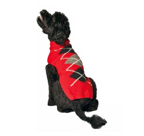 Chilly Dog Classic Argyle Red Sweater