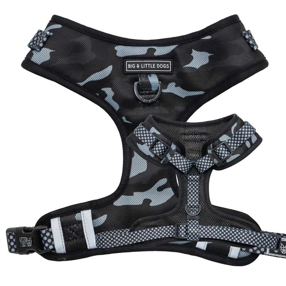 Big and Little Dogs Adjustable Harness: Black Camo