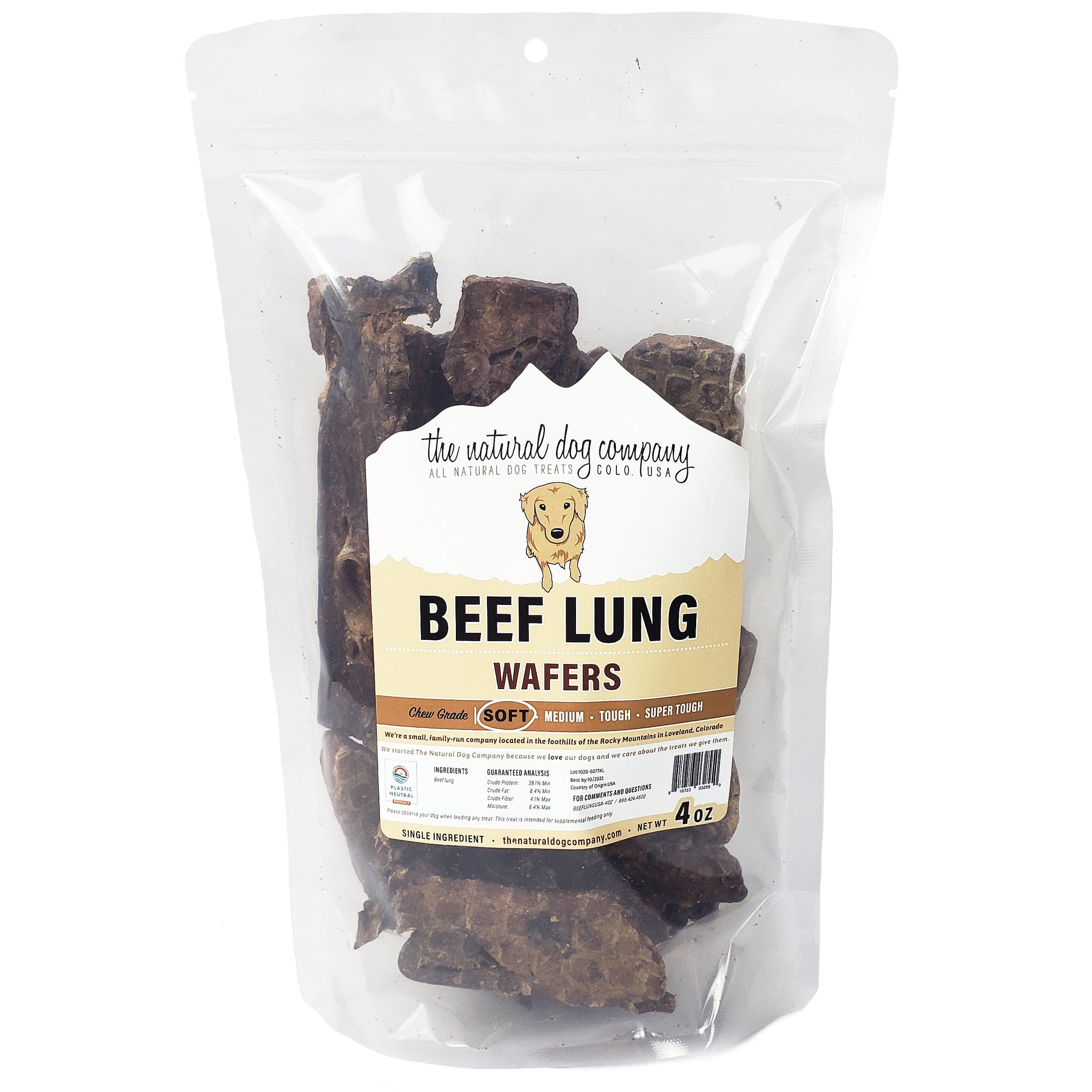 Tuesday's Natural Dog Company Beef Lung Wafers