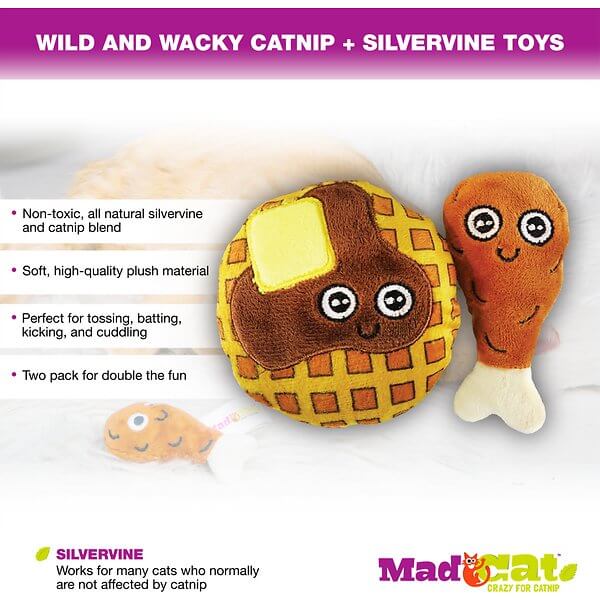 Mad Cat Chicken and Waffles Cat Toy with Catnip & Silvervine