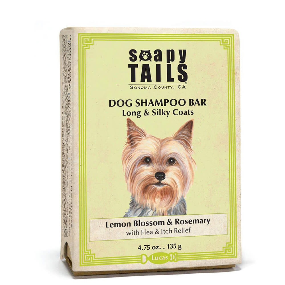 Soapy Tails Dog Shampoo Bar for Long Silky Coats - Lemon & Rosemary